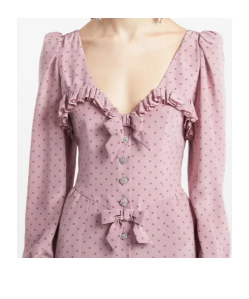 Polka Dot Midi Dress With Ruffles