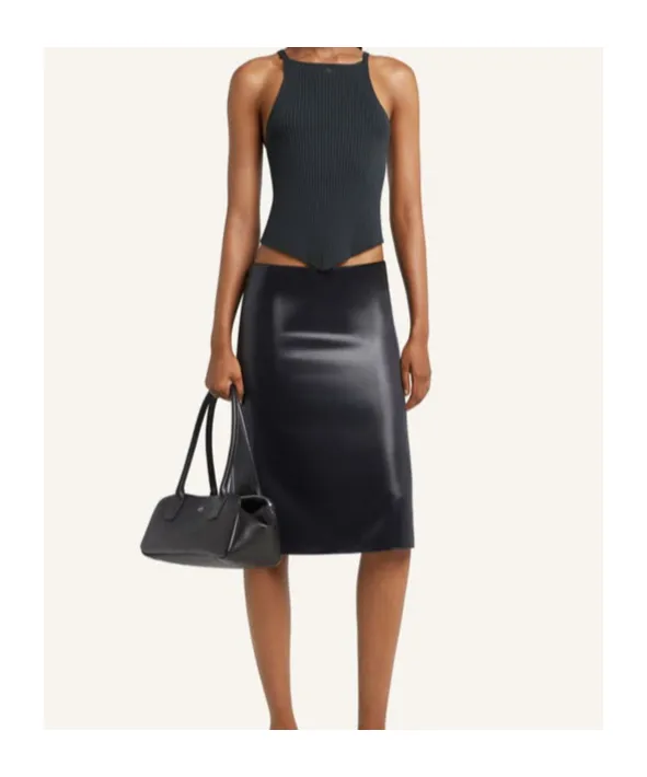 Pointy-Hem Ribbed Tank Top