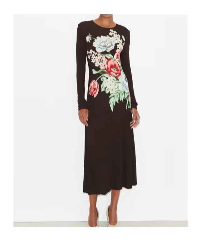 Printed Jersey Midi Dress