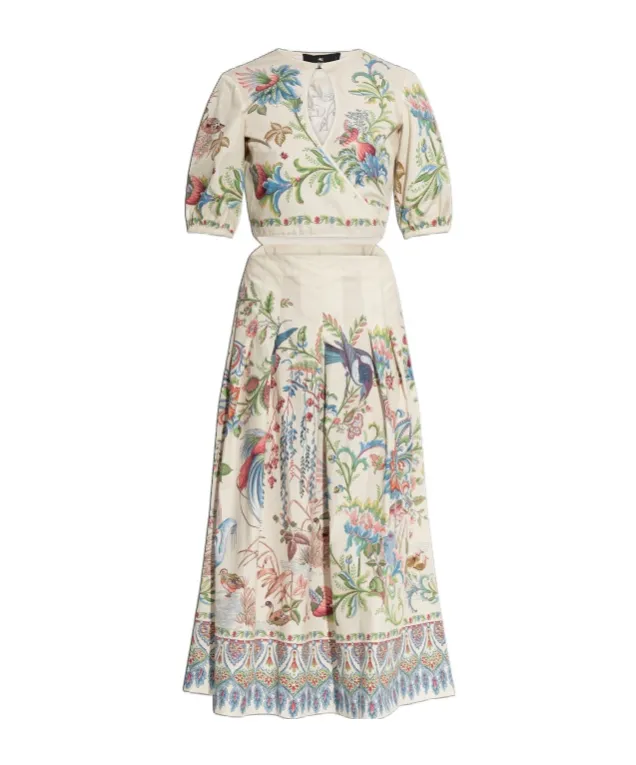 Etro Cut-Out Patterned Midi Dress