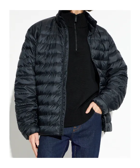 Stand-Collar Zippered Down Jacket