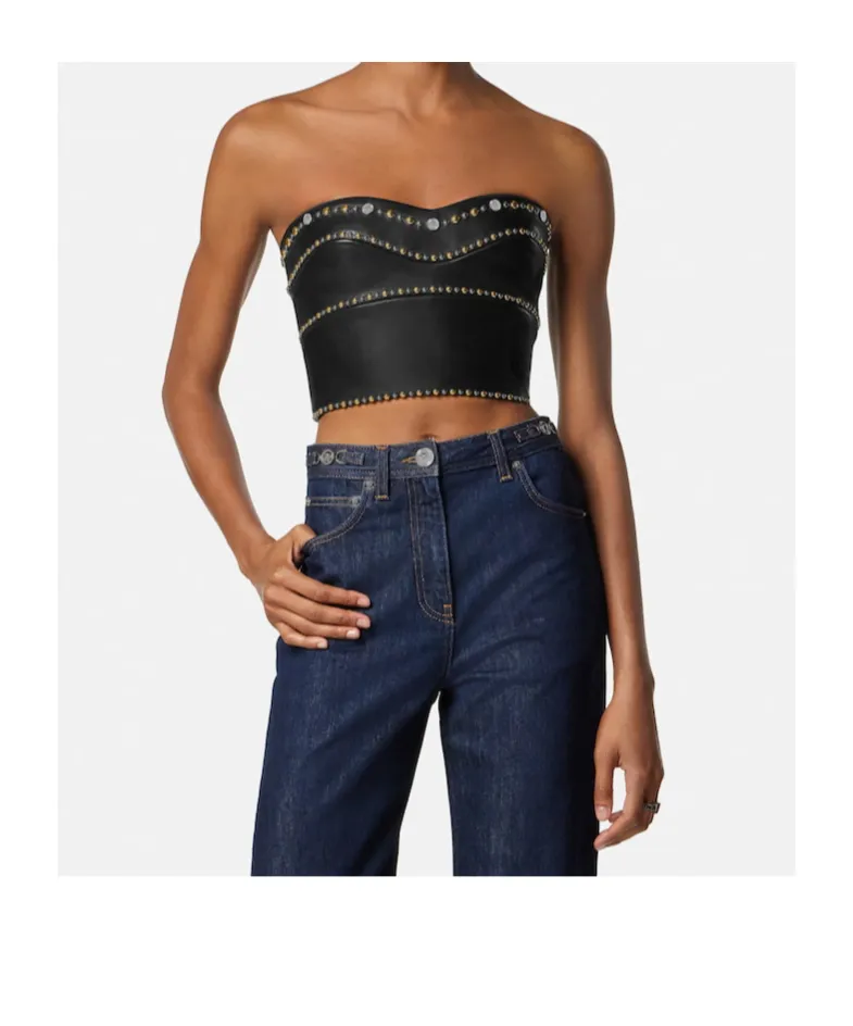 Versace Off Shoulder Leather Top