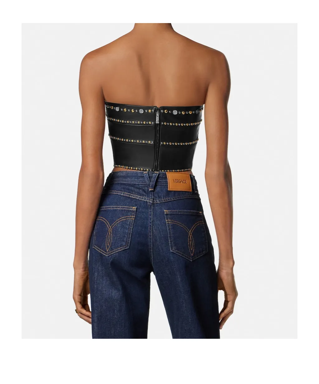 Versace Off Shoulder Leather Top