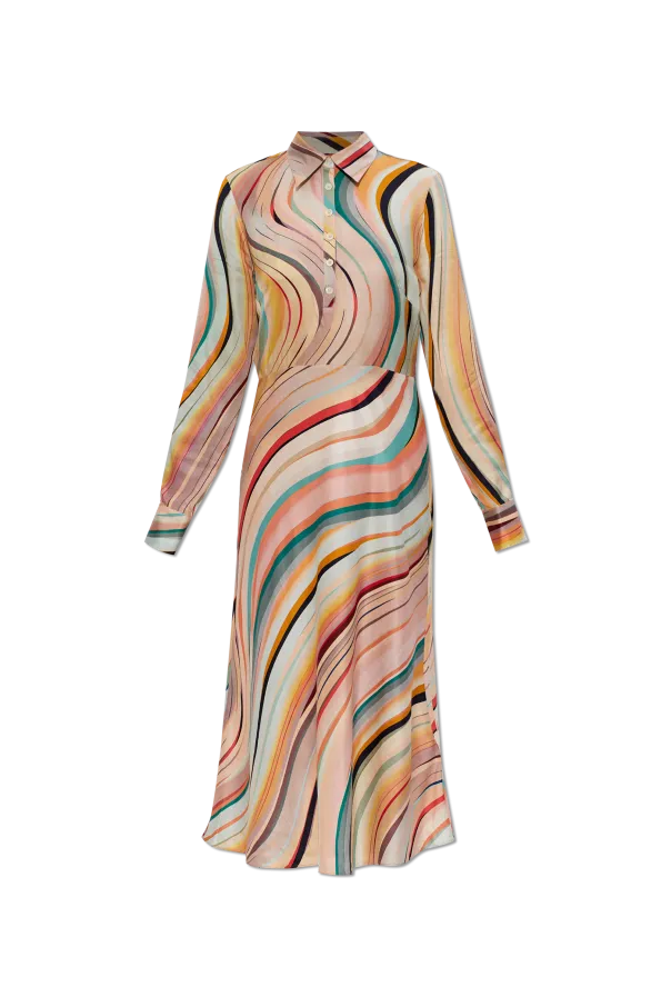 Ps Paul Smith Long Sleeve Stripe Pattern Dress