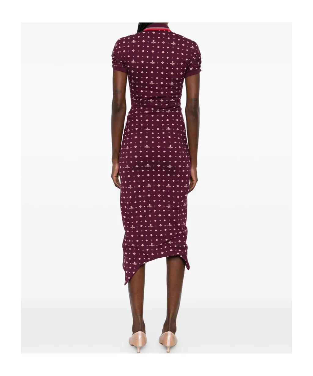 Patterned Ruched Midi Dress