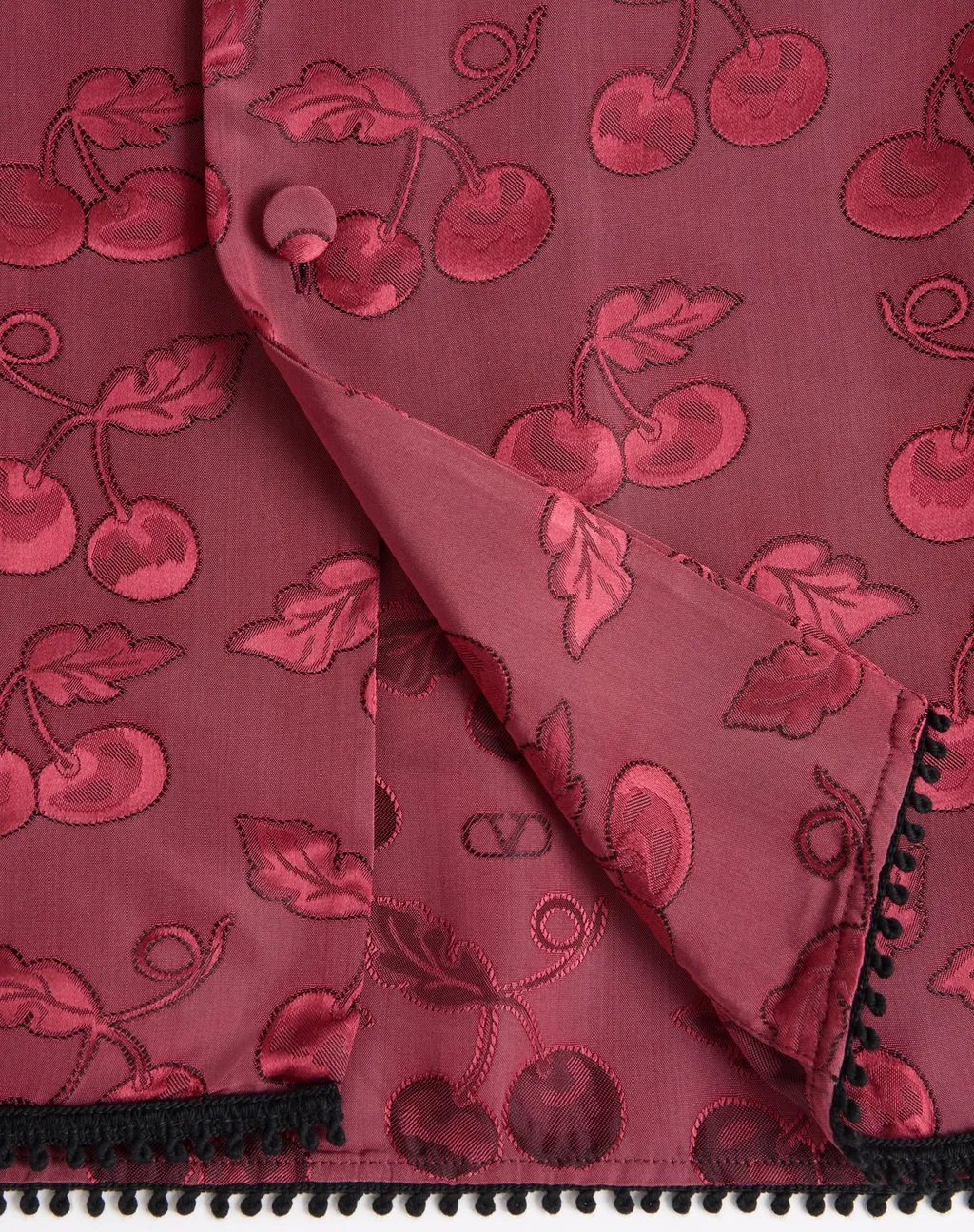 Valentino Viscose Bowling Shirt With Cherryfic Jacquard Pattern