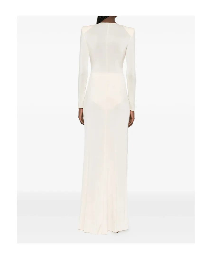 Long-Sleeve V-Neck Maxi Dress