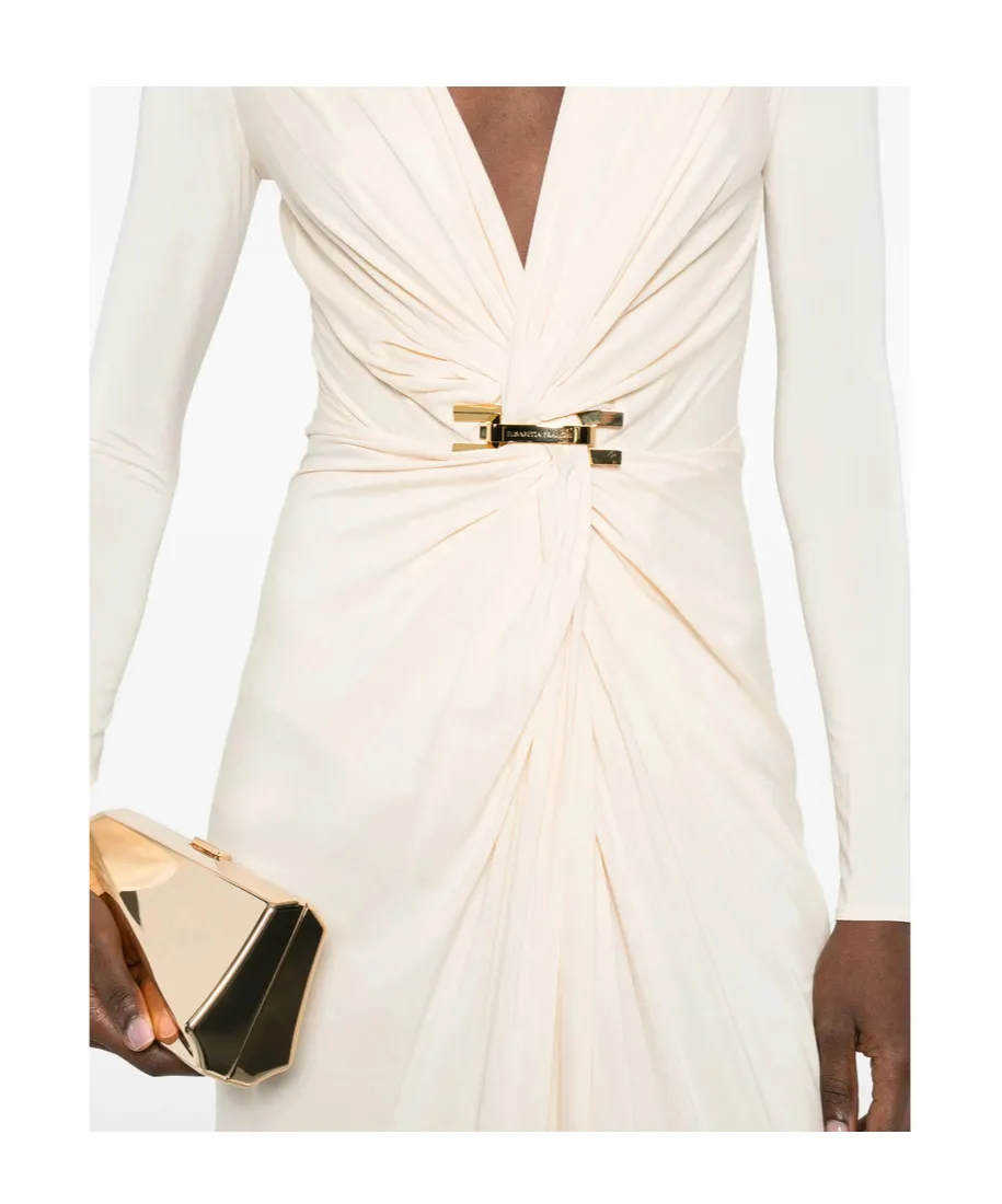 Long-Sleeve V-Neck Maxi Dress