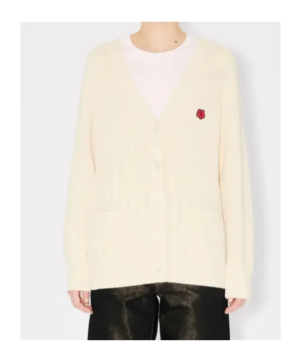 Loose Knit Cardigan In Cotton And Wool Boke Flower