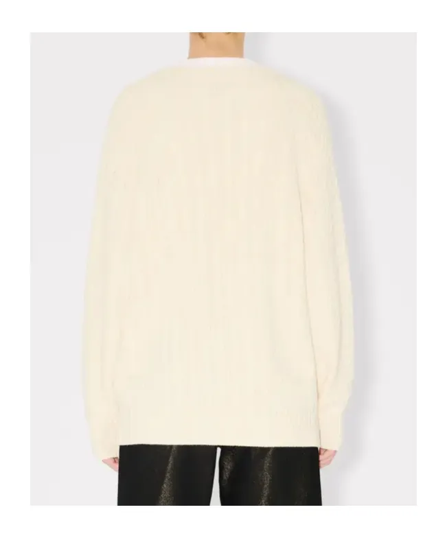 Loose Knit Cardigan In Cotton And Wool Boke Flower