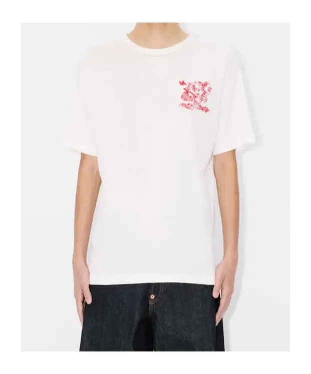 Embroidered Outlined T-Shirt In Cotton Kenzo Cartoon
