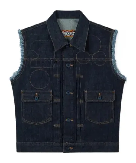 Cut Off Trucker In Japanese Denim Kenzo Badges