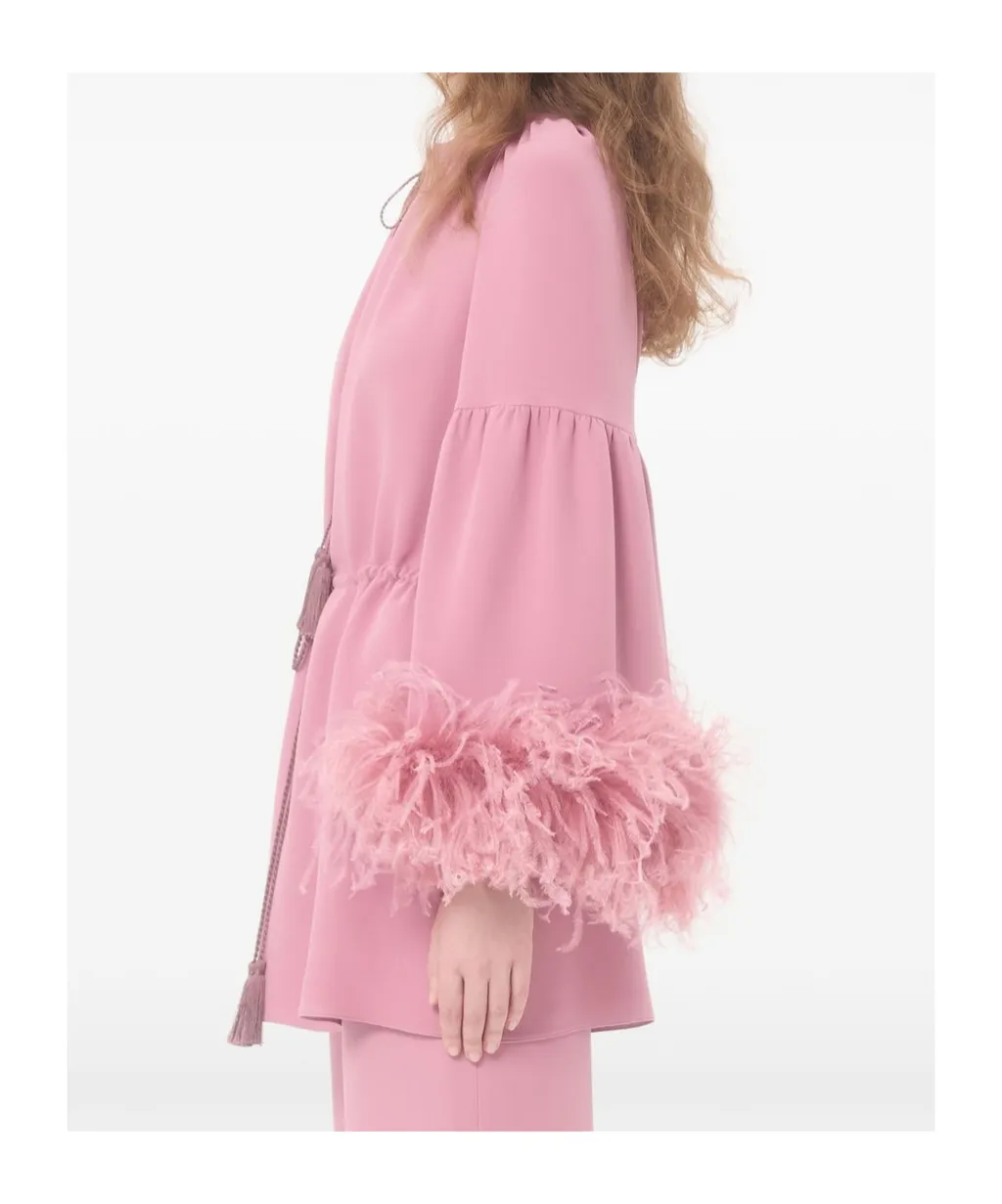 Cady Couture Feather-Trim Blouse