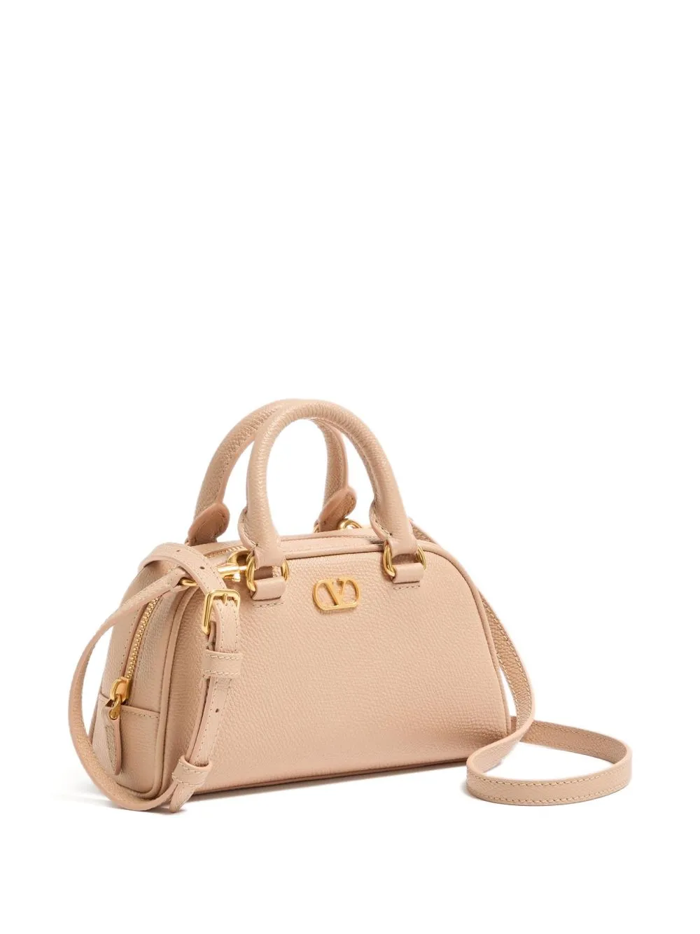 Mini Vlogo Signature Bowling Bag In Grainy Calfskin