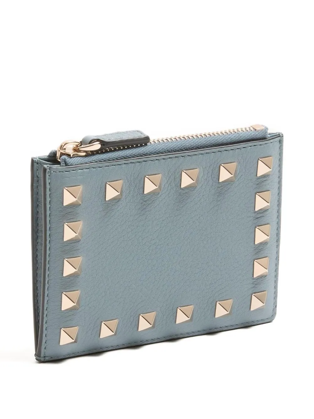 Rockstud Grained-Leather Card Holder