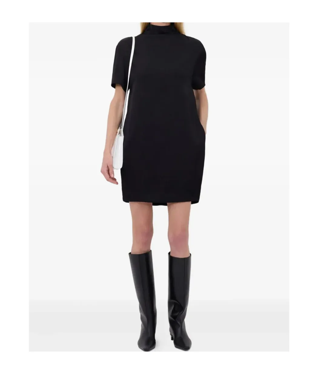 Elton Mock-Neck Short-Sleeve Dress
