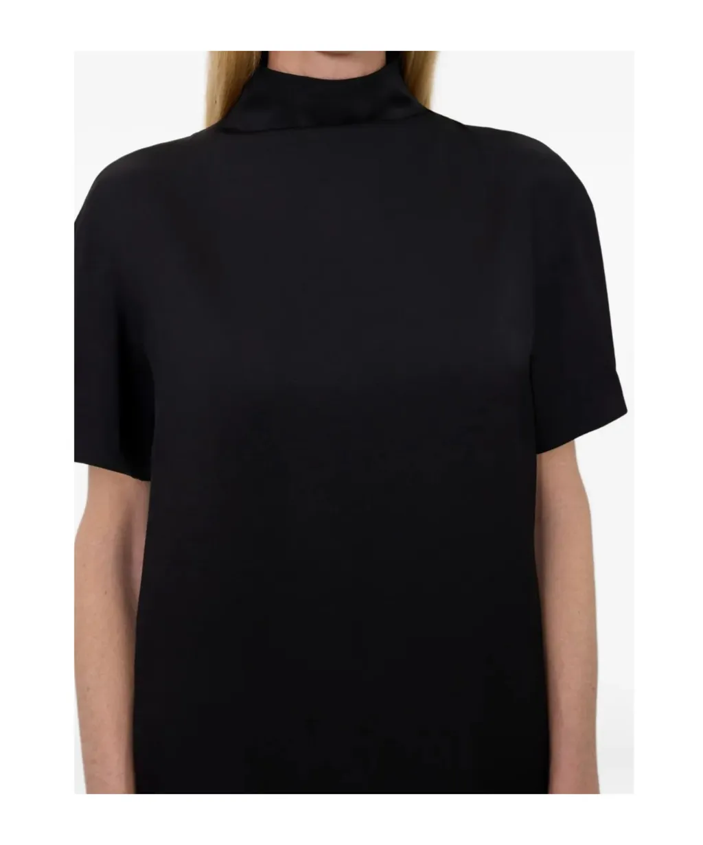Elton Mock-Neck Short-Sleeve Dress