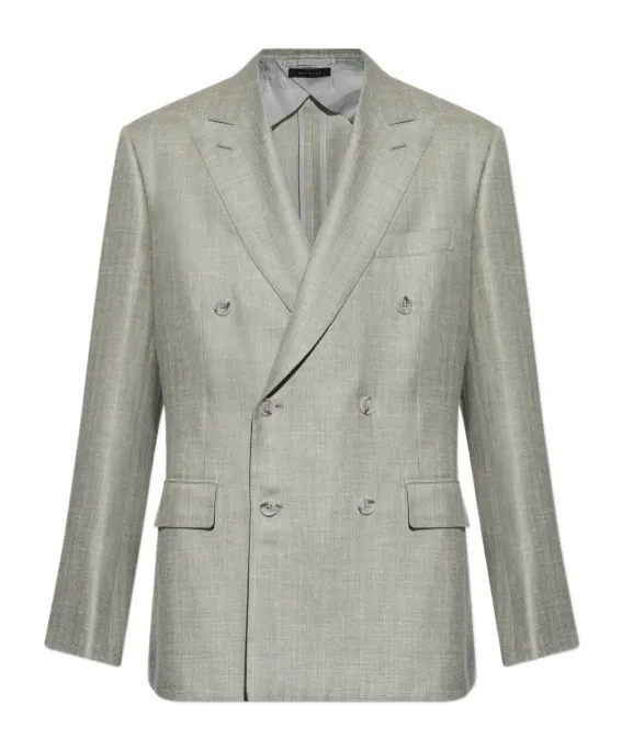 Brioni Peak-Lapel Double-Breasted Blazer