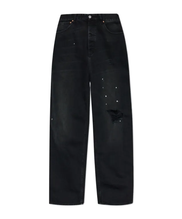 Vetements Distressed Wide-Leg Jeans