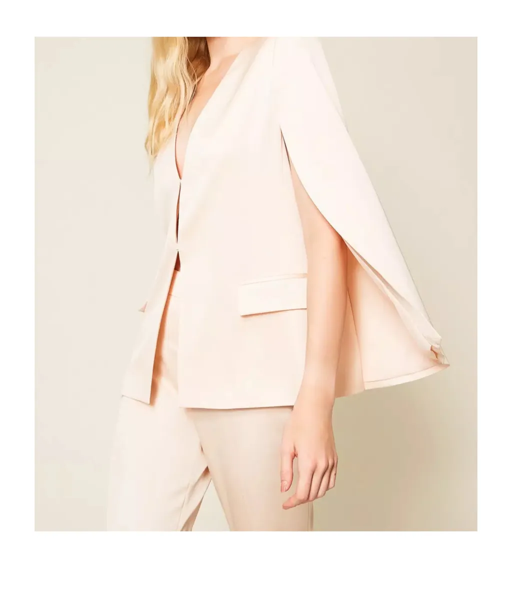 Cape-Detail Satin Blazer