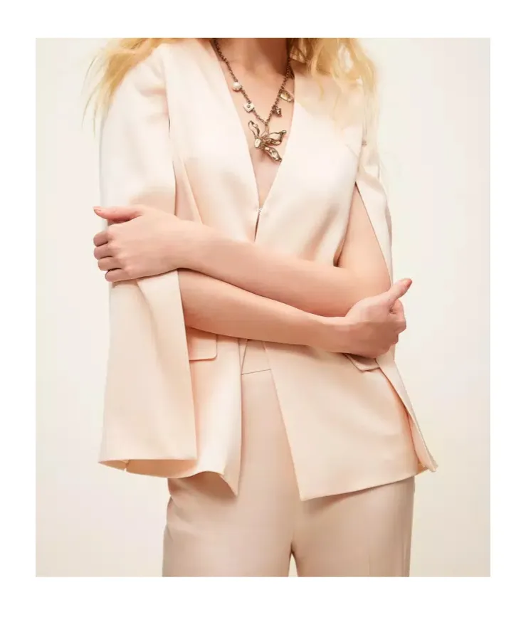 Cape-Detail Satin Blazer