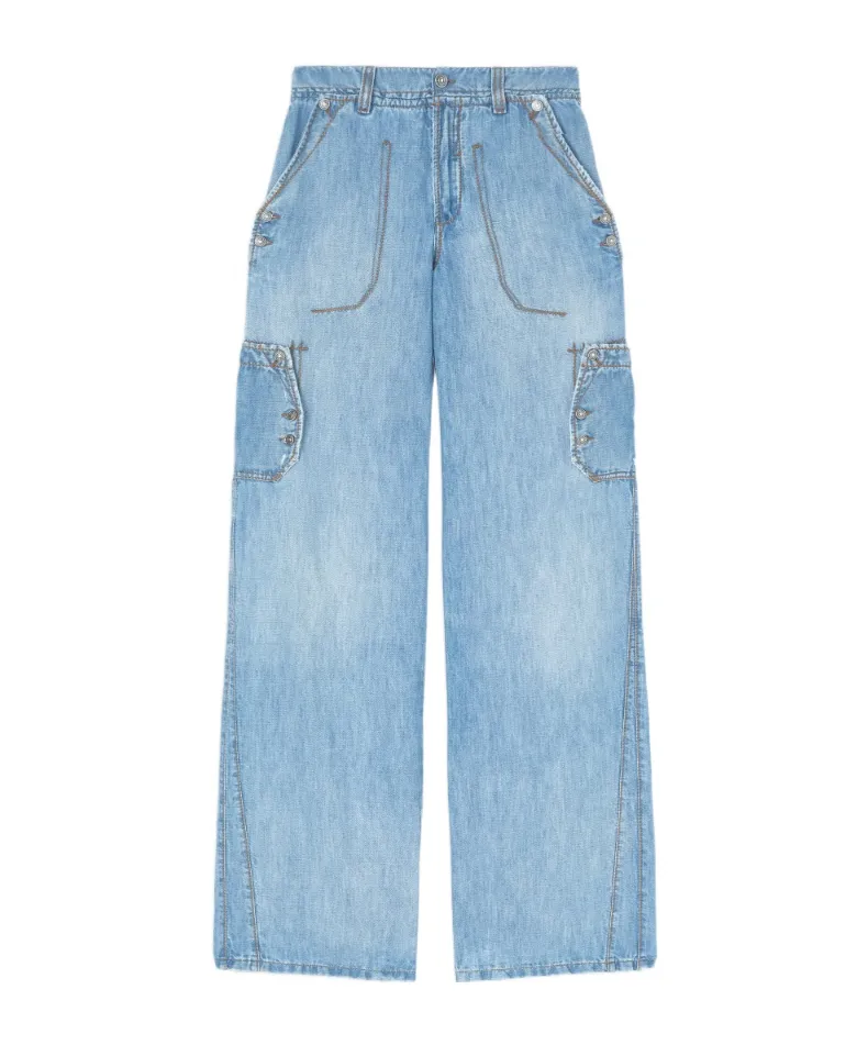 Chambray Denim Cargo Pants