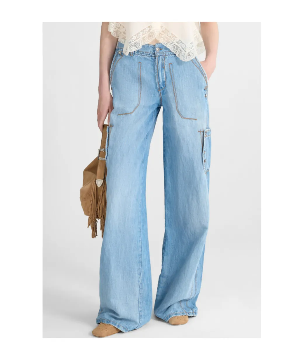 Chambray Denim Cargo Pants