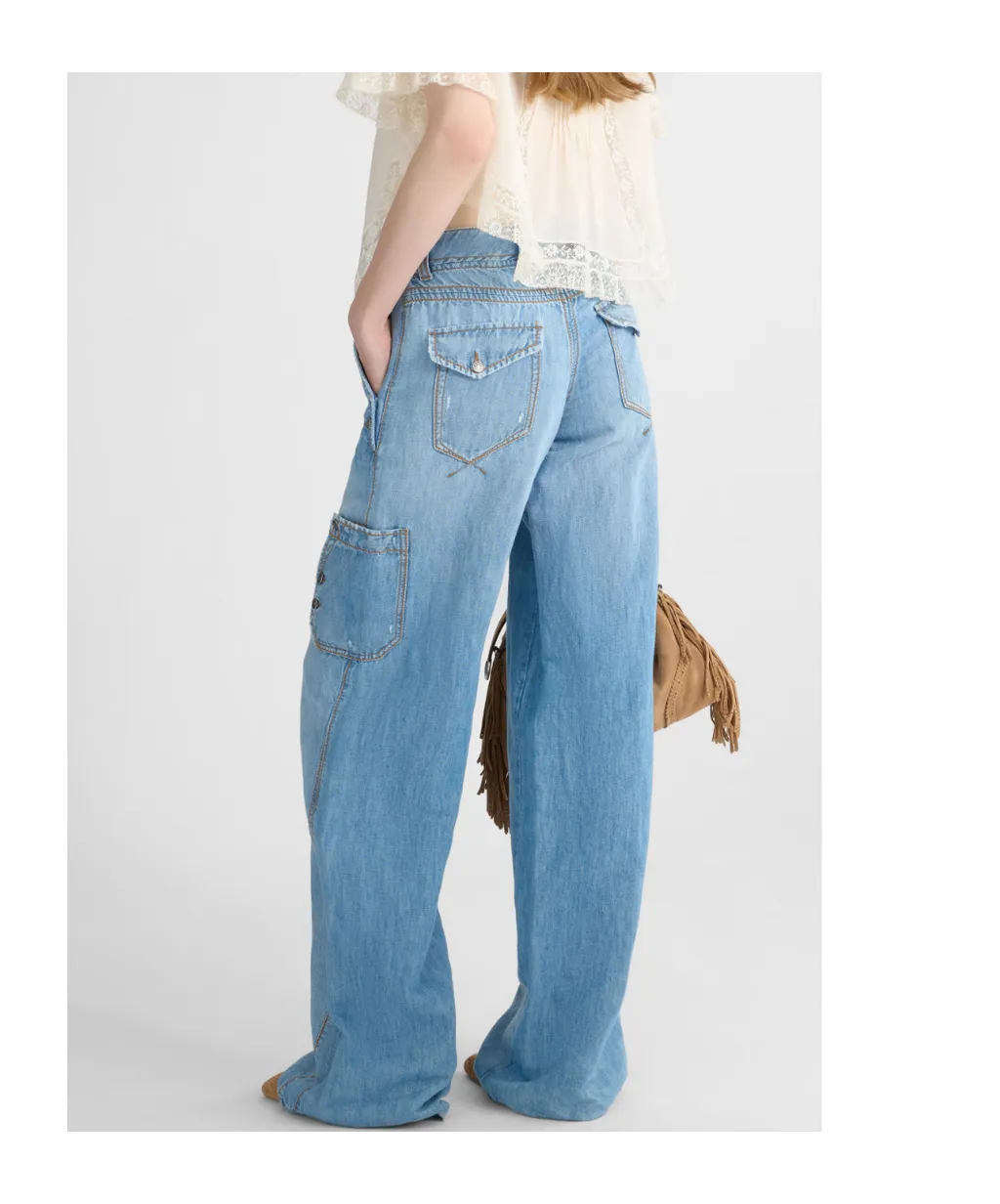 Chambray Denim Cargo Pants
