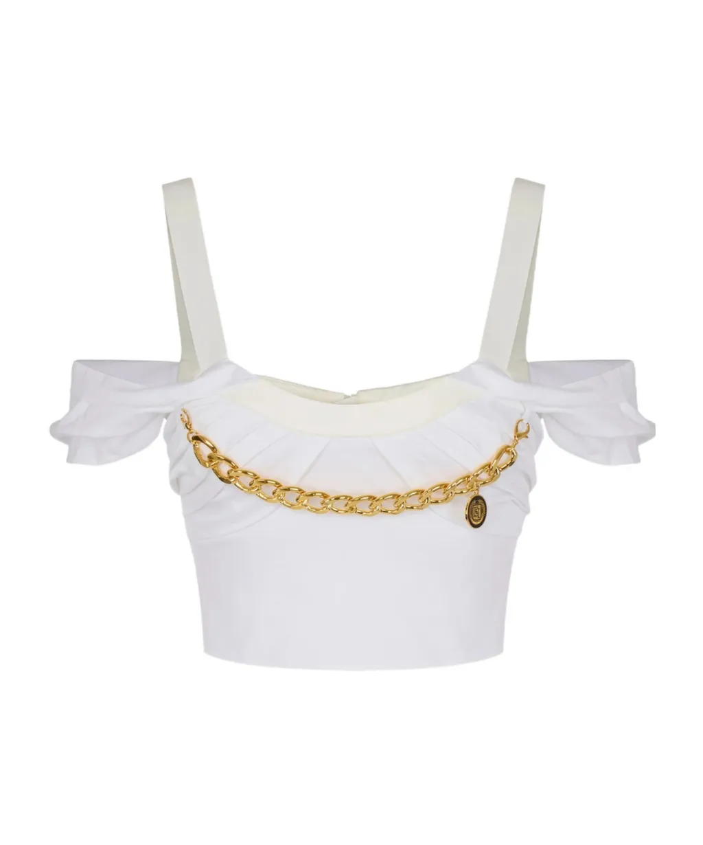 Stretch Cotton Top With Necklace