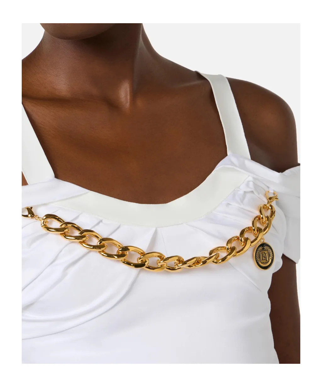 Stretch Cotton Top With Necklace