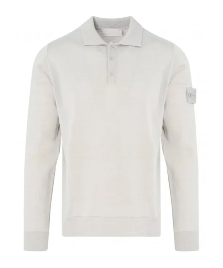 Stone Island Logo Patch Knitted Polo Shirt