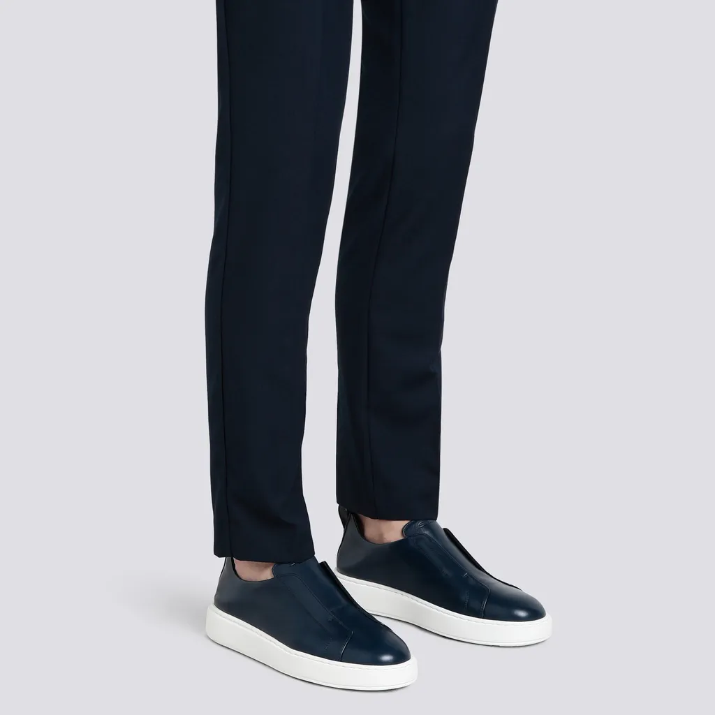 Santoni Round Toe Slip-On Sneakers