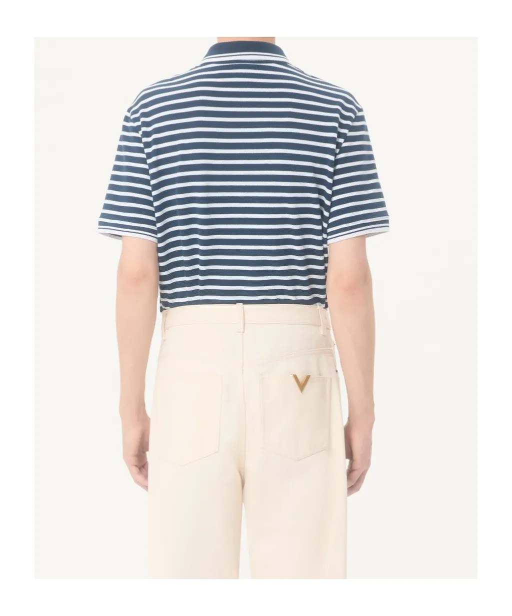 Valentino Cotton Piqué Polo With Vlogo Patch