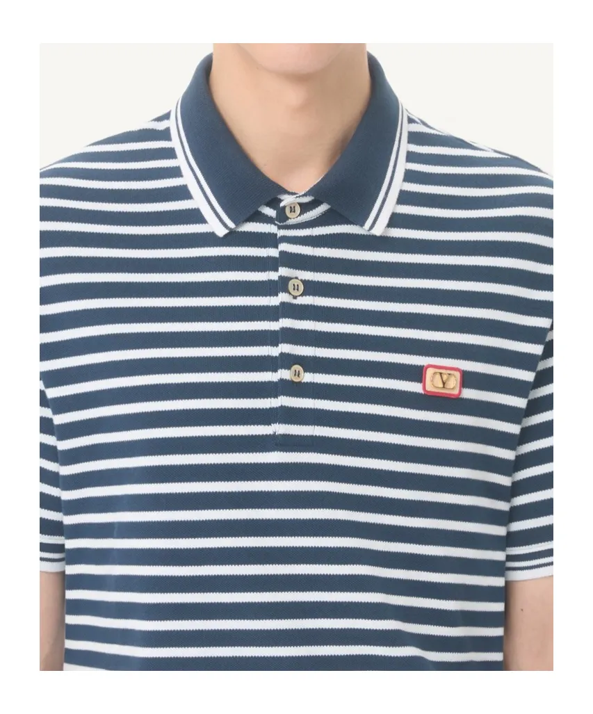 Valentino Cotton Piqué Polo With Vlogo Patch