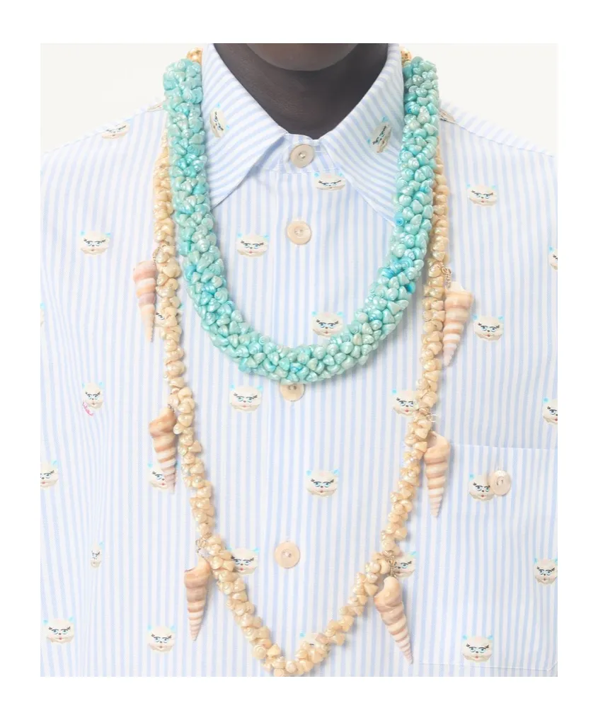 Valentino Cotton Oxford Shirt With Le Chat De La Maison Print