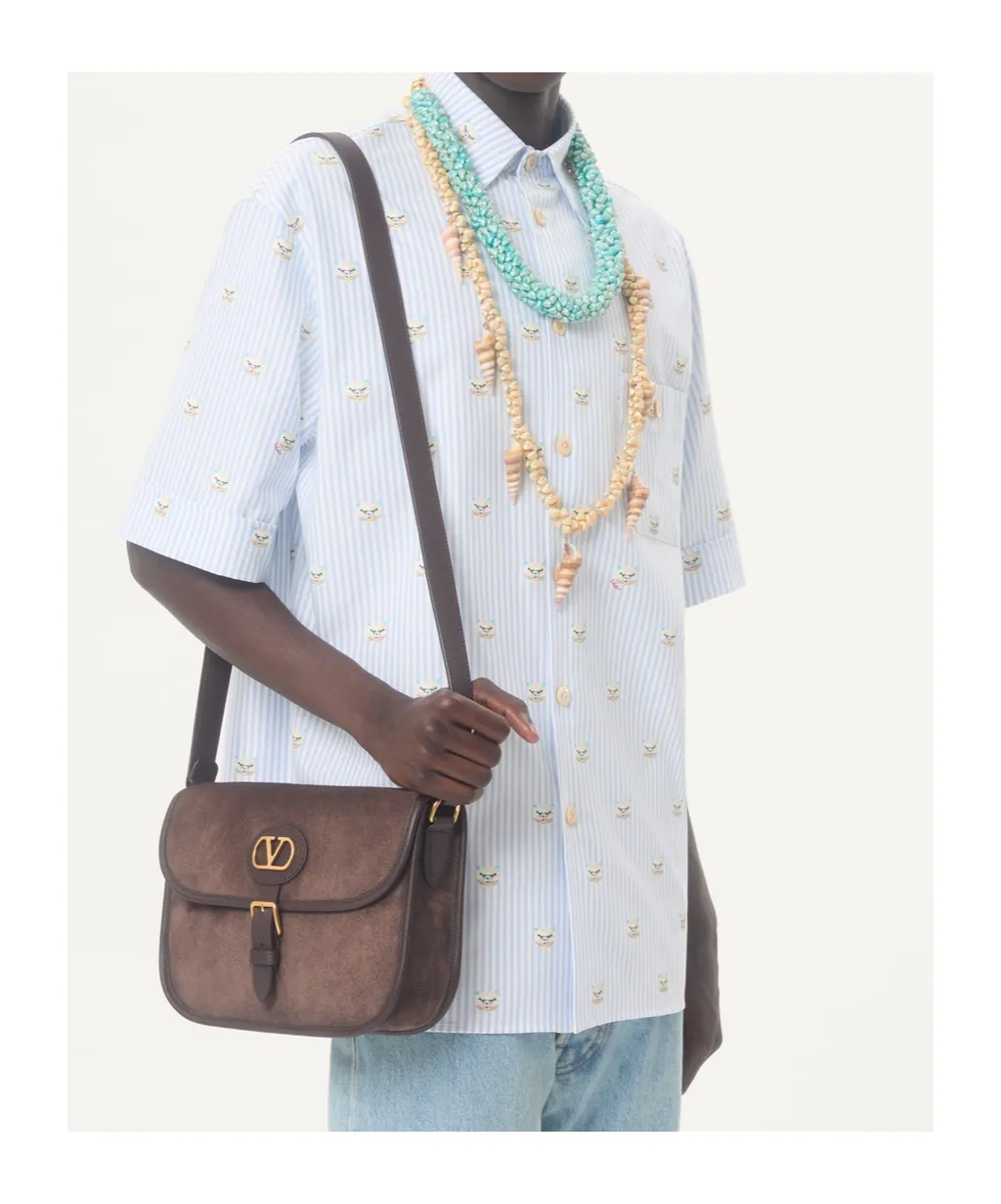 Valentino Cotton Oxford Shirt With Le Chat De La Maison Print