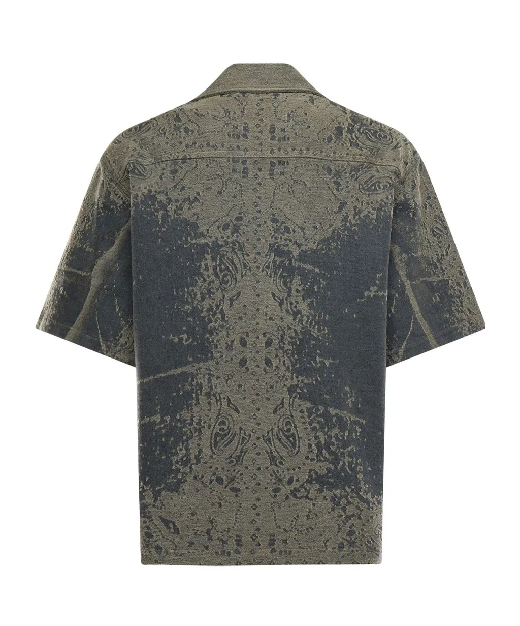 Faded Bandana Short-Sleeved Denim Shirt