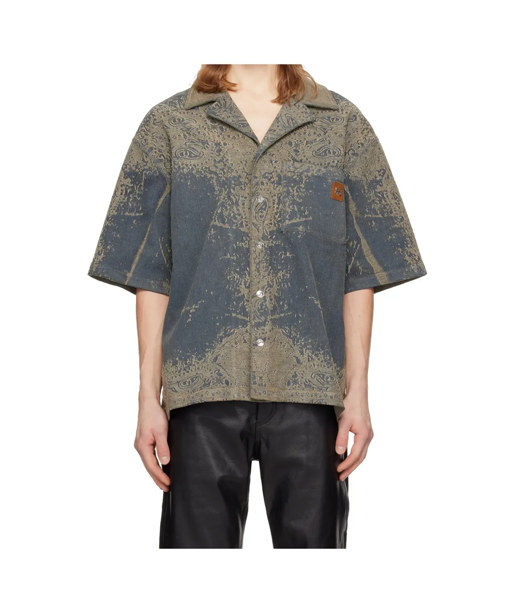 Faded Bandana Short-Sleeved Denim Shirt