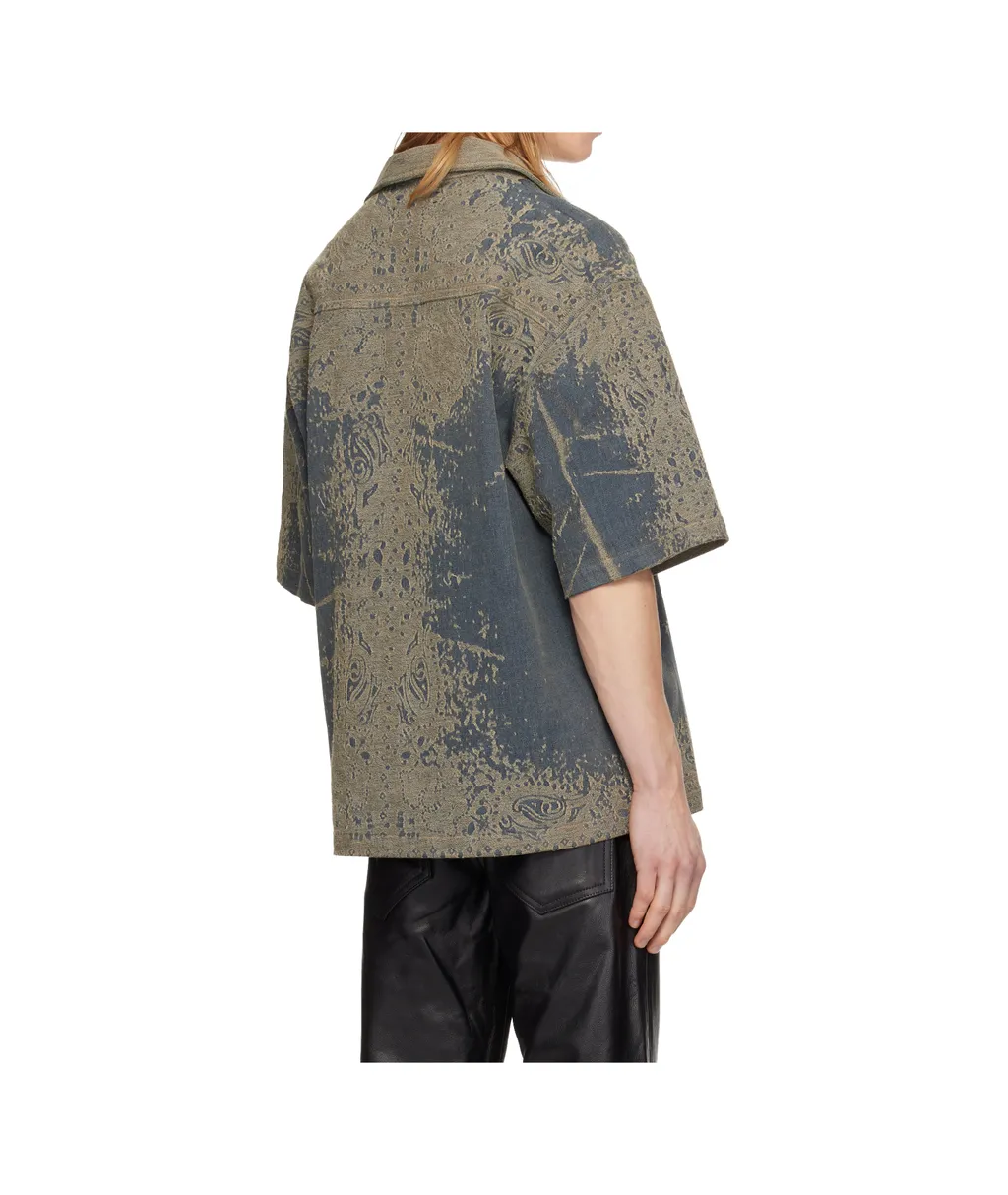 Faded Bandana Short-Sleeved Denim Shirt