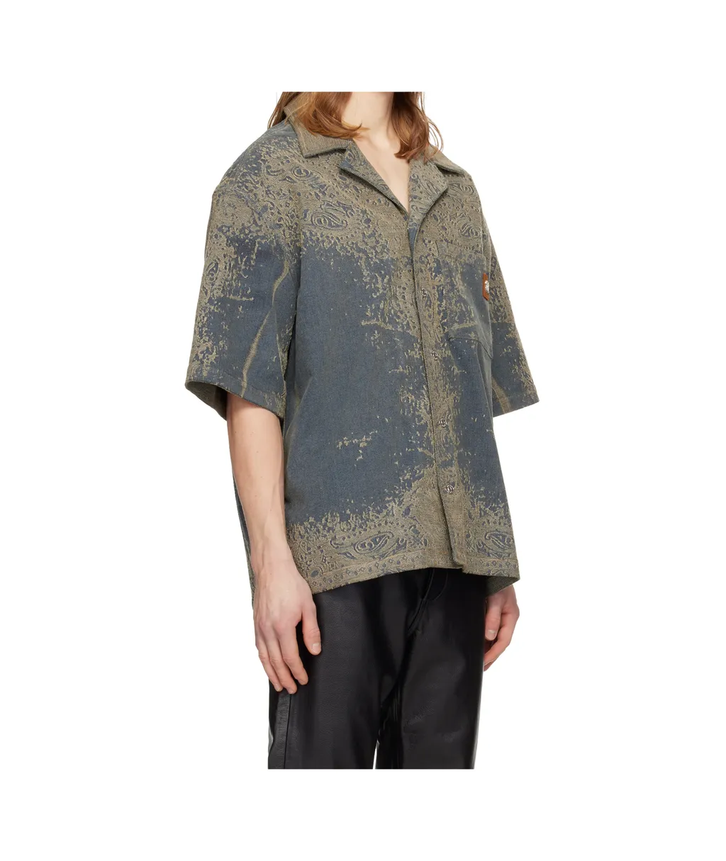 Faded Bandana Short-Sleeved Denim Shirt