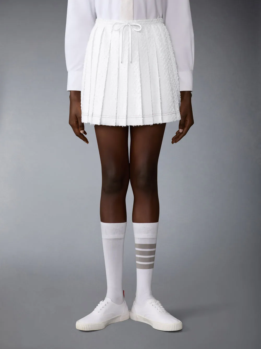 Eyelash Tweed Pleated Skirt