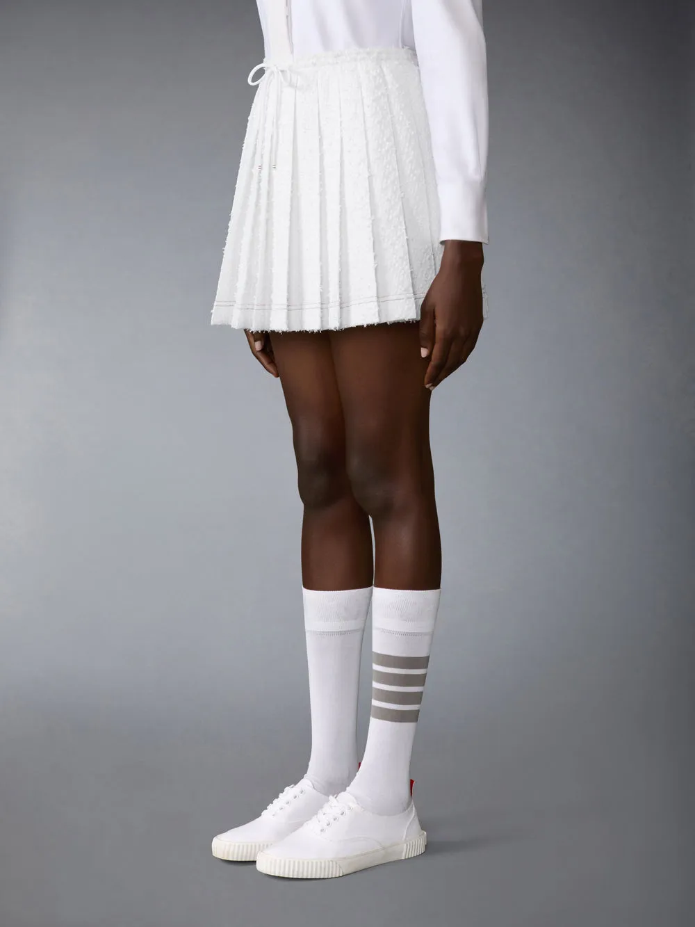 Eyelash Tweed Pleated Skirt