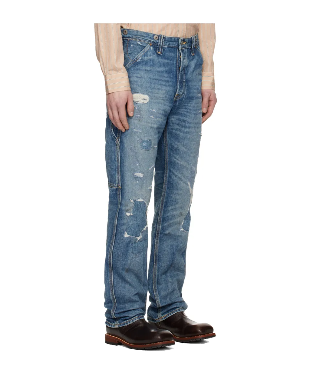 Distressed Straight-Leg Jeans