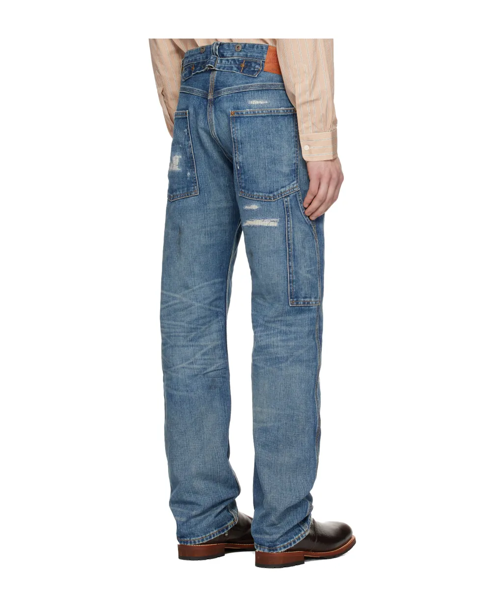 Distressed Straight-Leg Jeans