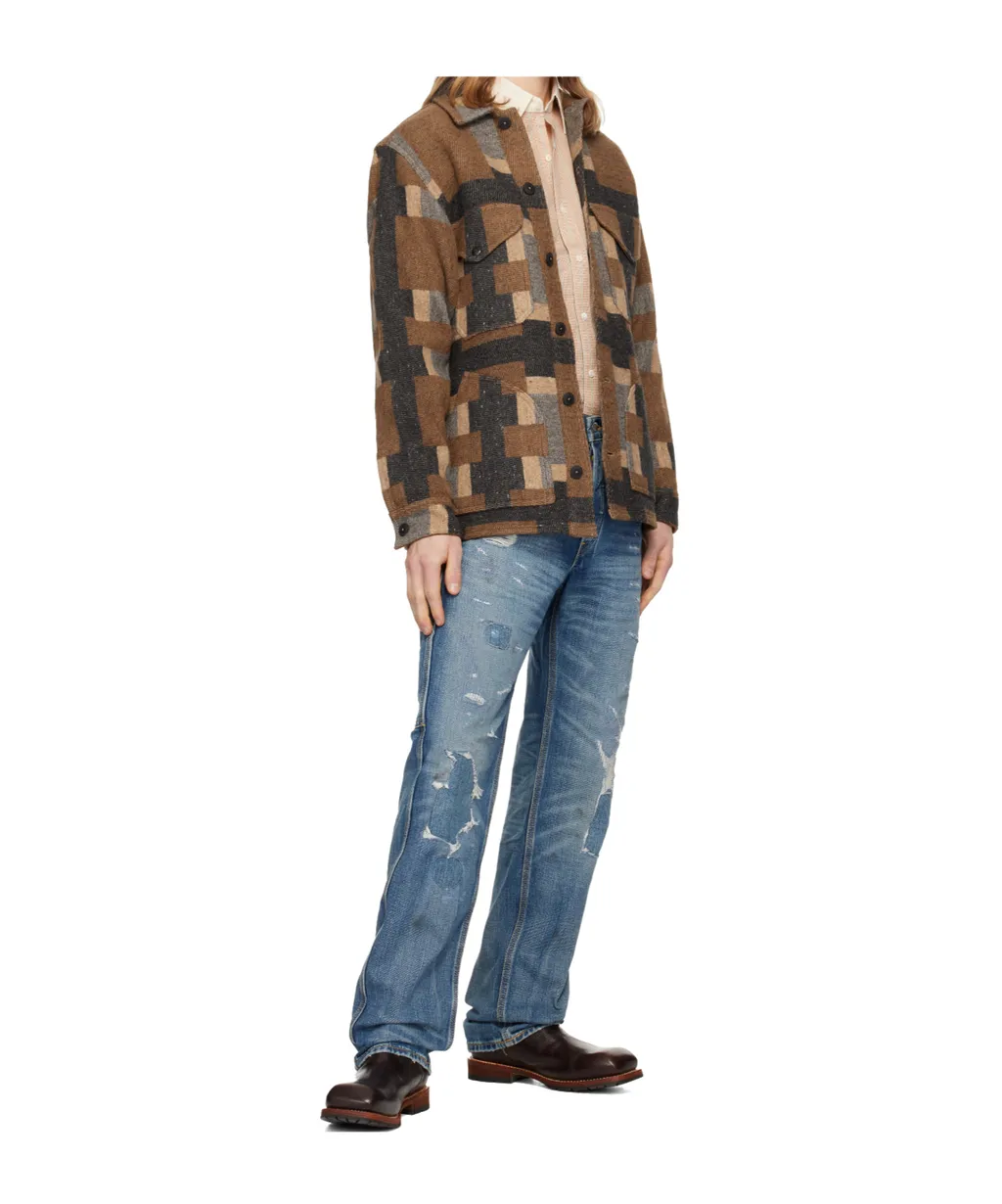 Distressed Straight-Leg Jeans