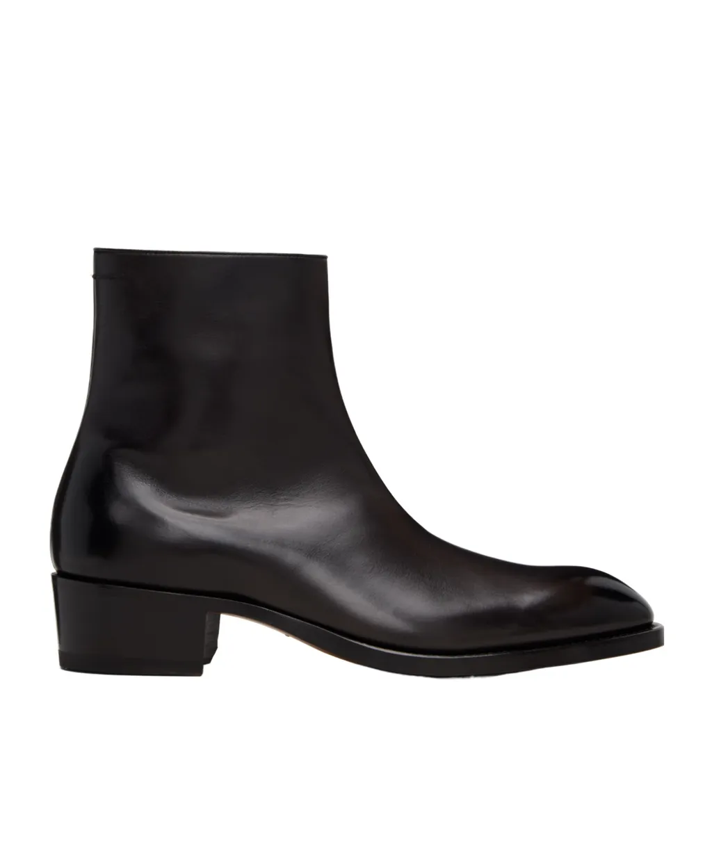 Zip Leather Boots