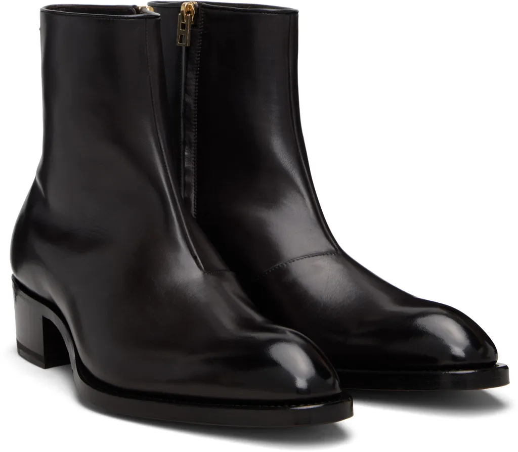 Zip Leather Boots