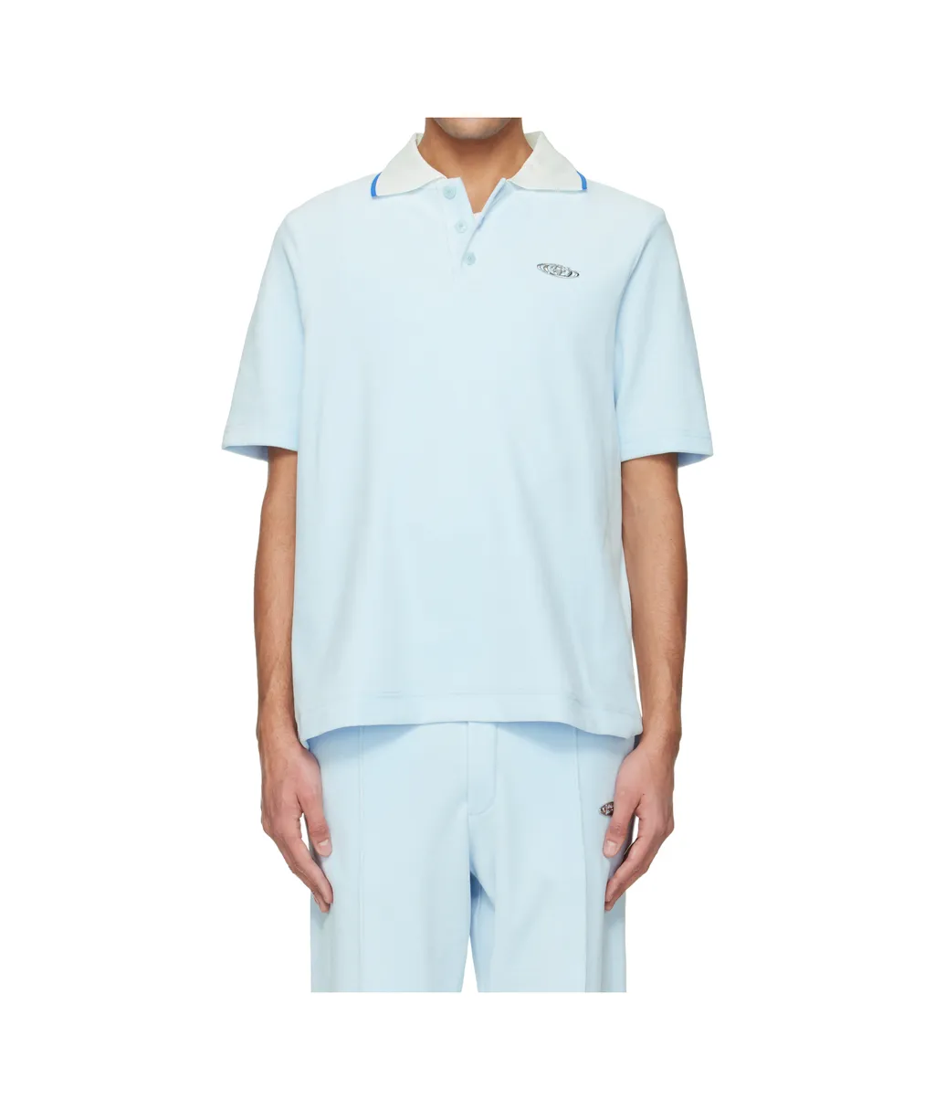 Casablanca Velour Short Sleeve Polo Shirt