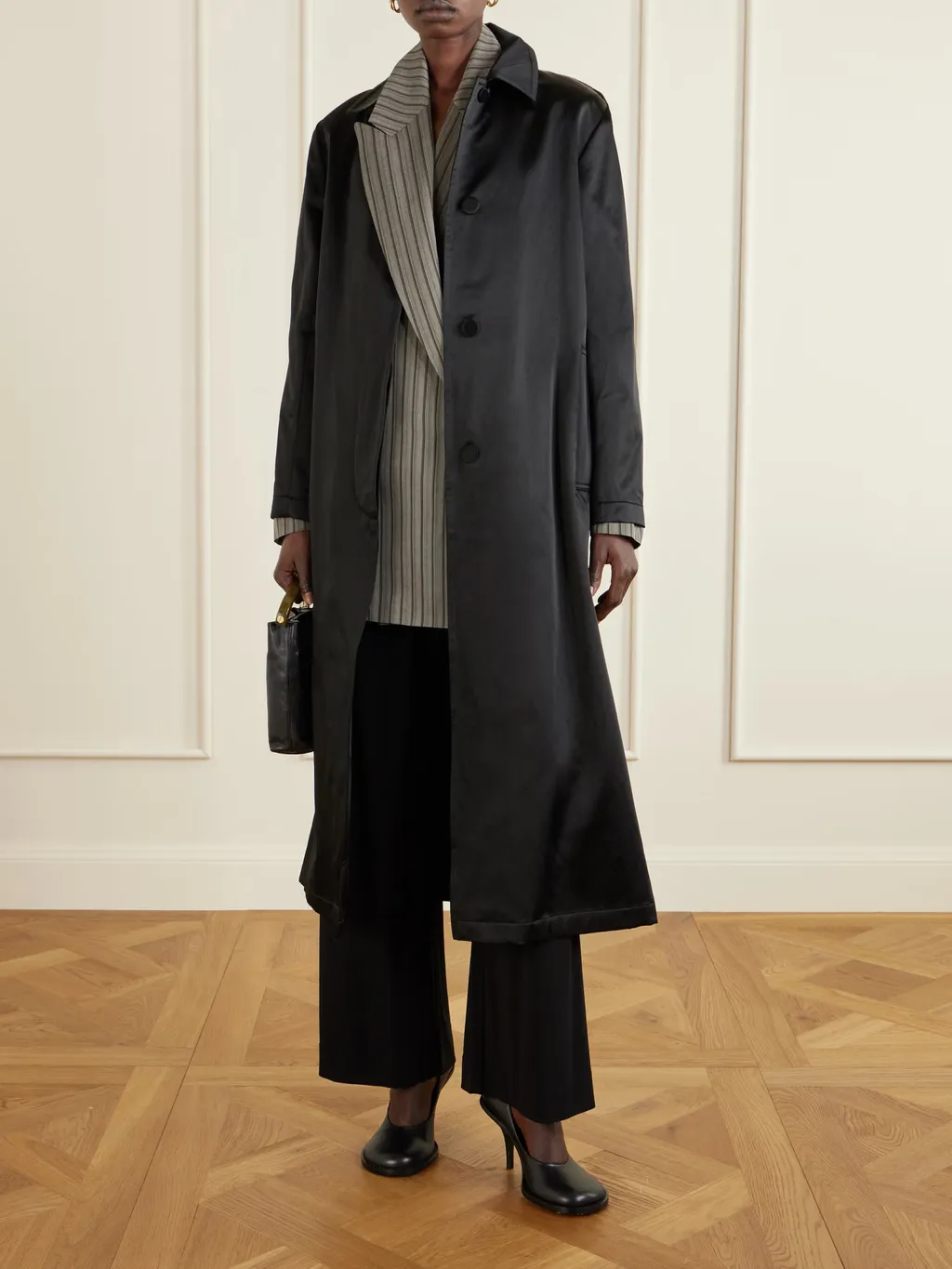 Cotton Blend Satin Coat