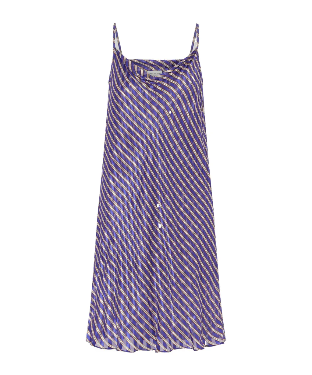 Pleated Striped Midi Dress